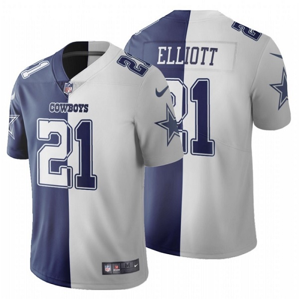 Men's Dallas Cowboys #21 Ezekiel Elliott Navy White Split Vapor Untouchable Limited Stitched Jersey Men's Dallas Cowboys #21 Ezekiel Elliott Navy White Split Vapor Untouchable Limited Stitched Jersey